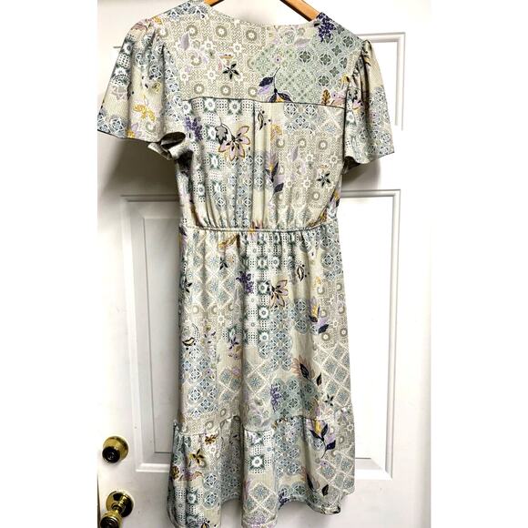 Monteau Los Angeles Patchwork Print Spring Dress Medium Free People Cottagecore - Picture 4 of 7